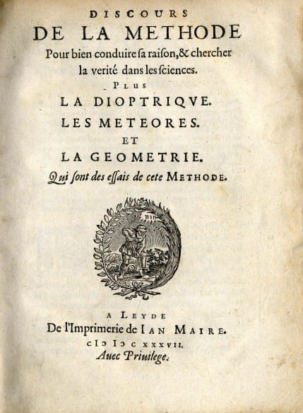 Title page of the 1637 first edition of Descartes's Discours de la méthode.