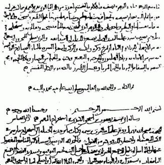 A page from a historic Arabic manuscript filled with dense cursive Arabic script.
